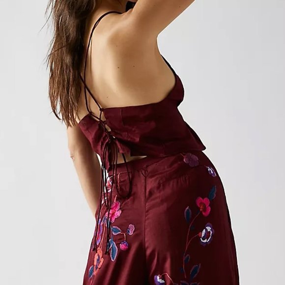 Free People Mimi Embroidered Set in Brandy Road - Picture 5 of 9
